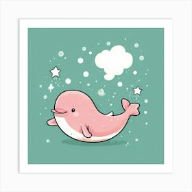 Cute Pink Whale 1 Art Print