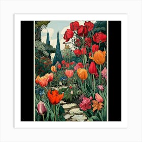 Tulips In The Garden Art Print