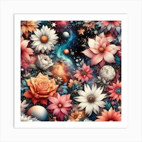 Flowers In Space Art Print