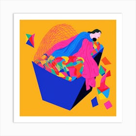 Woman In A Box Art Print