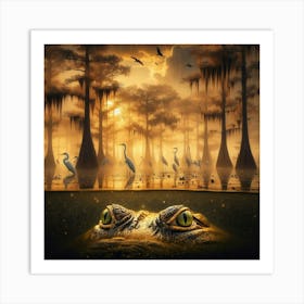 Alligator In The Swamp Art Print