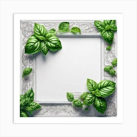 Frame With Green Leaves 1 Art Print