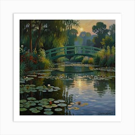 Water Lily Bridge 1 Art Print