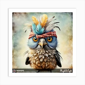 Owl With Feathers 1 Art Print