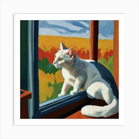 Cat Looking Out Window 4 Art Print