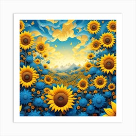 Sunflower dawn Art Print