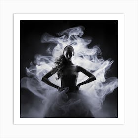 Sexy Woman In Smoke Art Print