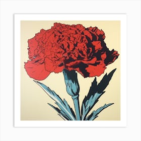 Carnation Dianthus 1 Pop Art Illustration Square Art Print