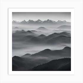 Fog In The Mountains Art Print