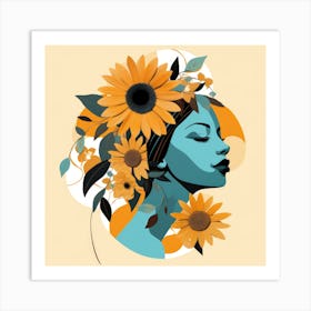 Sunflower Girl Art Print