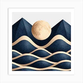 Moon And Waves 17 Art Print