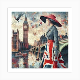 Abstract Puzzle Art English lady in London 6 Art Print