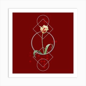 Vintage Didier's Tulip Botanical with Geometric Line Motif and Dot Pattern n.0245 Art Print