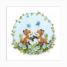 Foxes In The Meadow Art Print