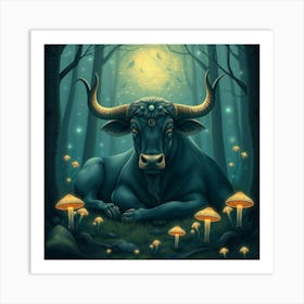 Bull In The Forest 17 Art Print