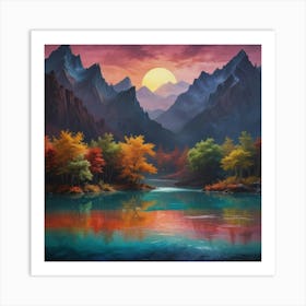 Sunset In The Mountains 3 Art Print