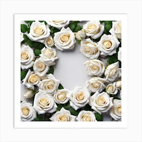 White Roses In A Circle 1 Art Print