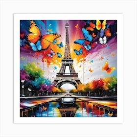 Paris With Butterflies 121 Art Print