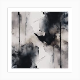 Abstract Minimalist Painting That Represents Duality, Mix Between Watercolor And Oil Paint, In Shade (32) Art Print