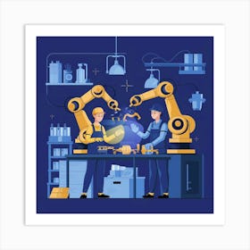 Robots In The Factory 3 Art Print