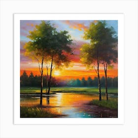 Sunset In The Park 1 Art Print