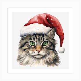 Santa Claus Cat 9 Art Print
