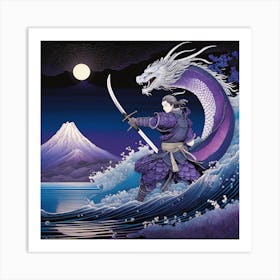 Samurai Dragon Art Print