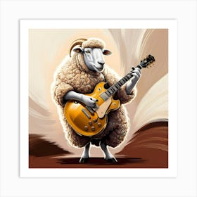 A Rocking Sheep Playing A Gold Guitar (4) Art Print