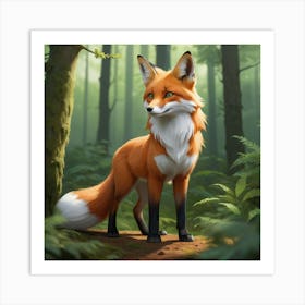 Fox In The Forest Art Print