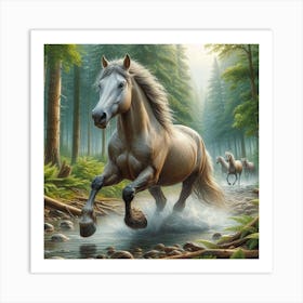 Horses In The Forest Art Print