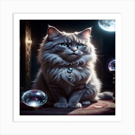 Cat With Crystals Art Print