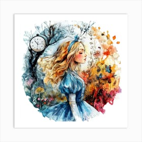 Watercolor Girl in Wonderland 5 Art Print