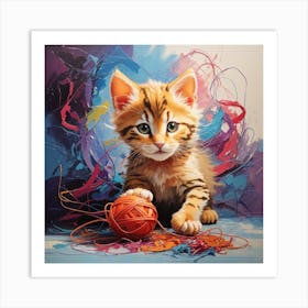 Mischievous Kitten colorful Art Print