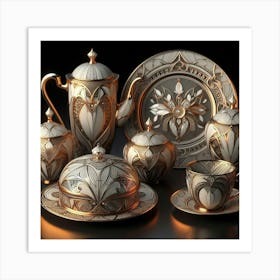 Russian Tea Set 1 Art Print