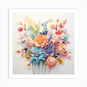 Pastel Colorful Flowers Art Print