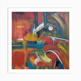 Abstract Wall Art with Red Art Print