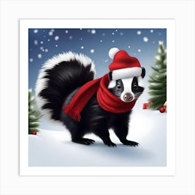 CHRISTMAS SKUNK BUSHY TAIL Art Print