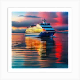 Cruise Ship At Sunset 4 Art Print