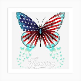 Limited Edition Butterfly Usa Flag Cute 4th Of July Funny Art Print