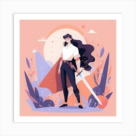 Girl With Sword 1 Art Print