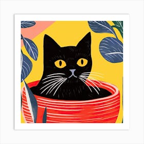 Curious Black Cat Matisse Style Art Print