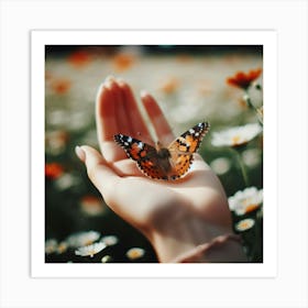 Butterfly On Hand 2 Art Print
