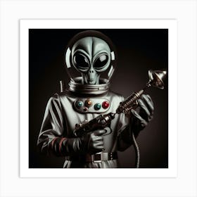 Alien Man Holding A Gun 1 Art Print