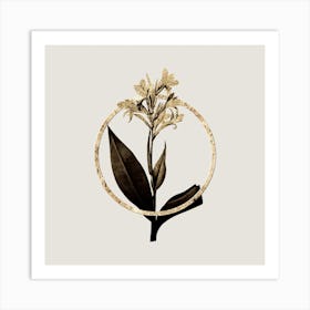 Gold Ring Water Canna Glitter Botanical Illustration n.0074 Art Print