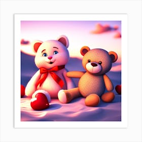 Teddy Bears And Hearts Art Print