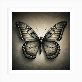 Butterfly In Black And White Art Print