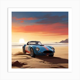 Classic Sports Car On The Beach Art Print