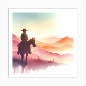 Cowboy On Horseback Art Print