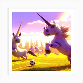 Unicorns winning the cup Art Print