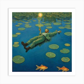 Tranquil Float: Lost in Water Lilies Art Print